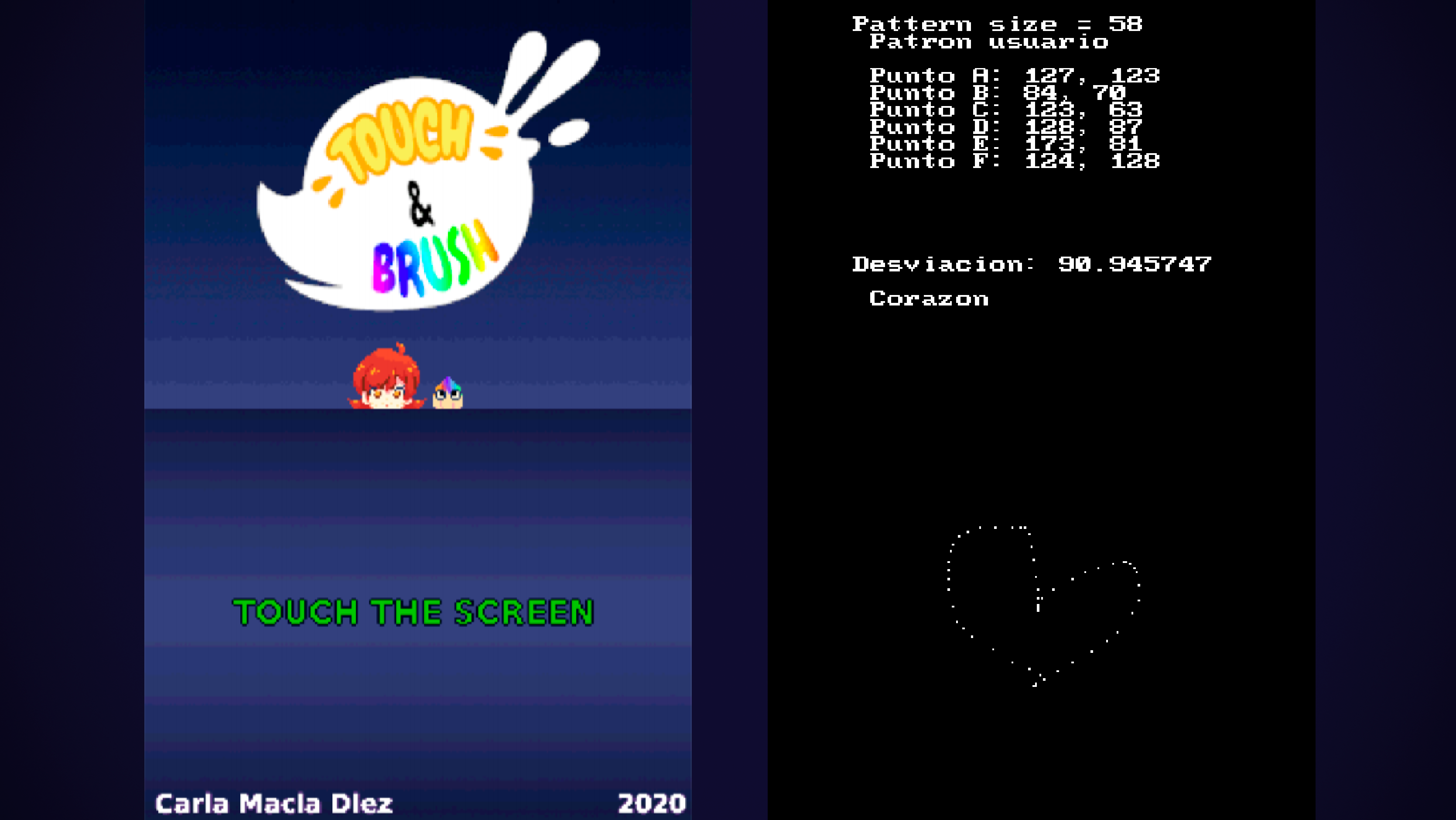 Game screenshot & Pattern recognition demo